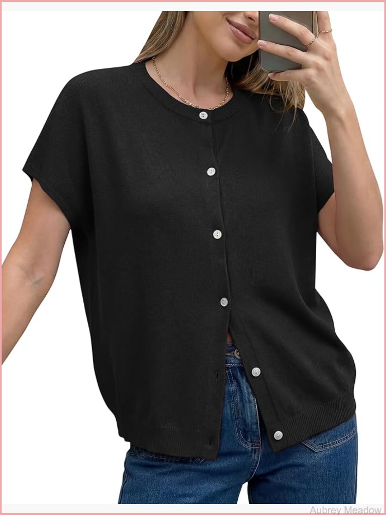 Women's Wool Blend Oversized Short Sleeve Cardigan